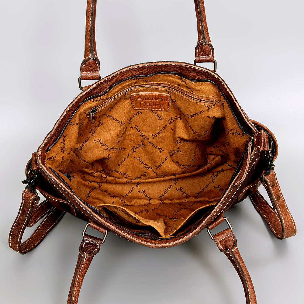 ADBG1017 American Darling Handwoven Saddle Blanket Leather Tote Bag - Western Cowgirl Handbag