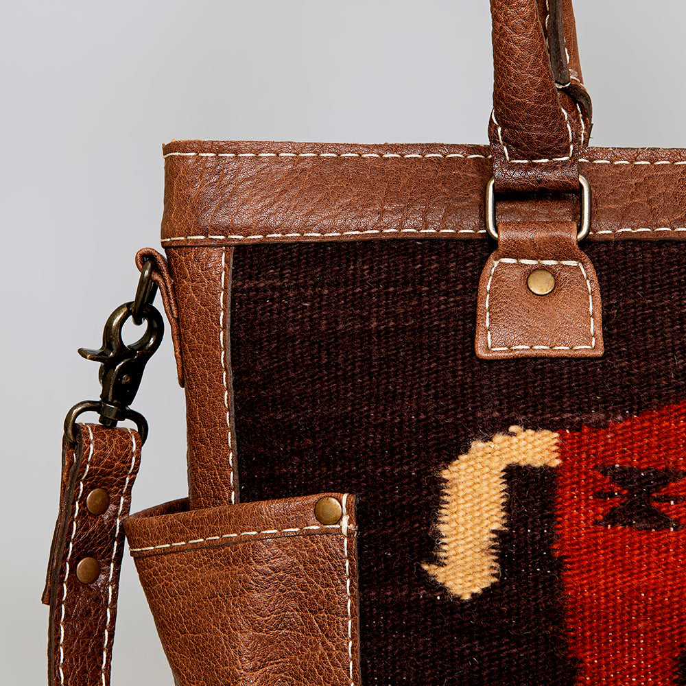 ADBG1017 American Darling Handwoven Saddle Blanket Leather Tote Bag Western Cowgirl Handbag