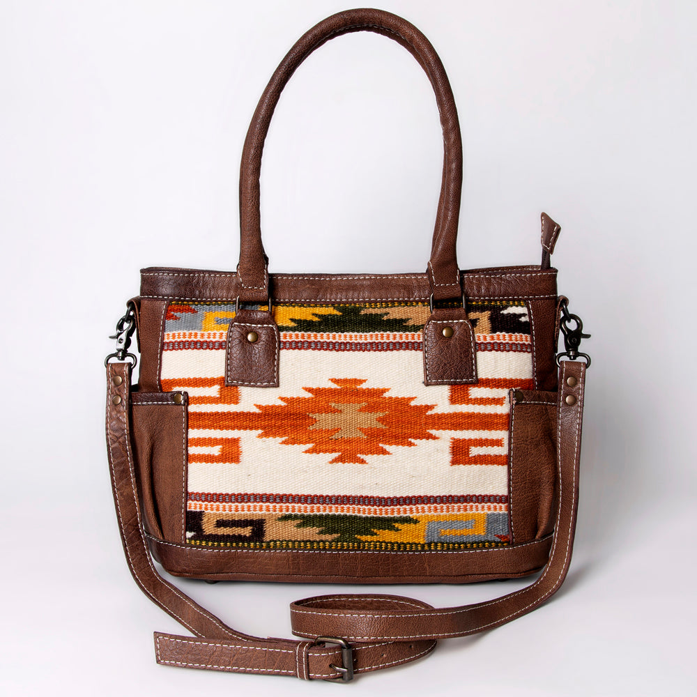 ADBG1017 American Darling Handwoven Saddle Blanket Leather Tote Bag - Western Cowgirl Handbag