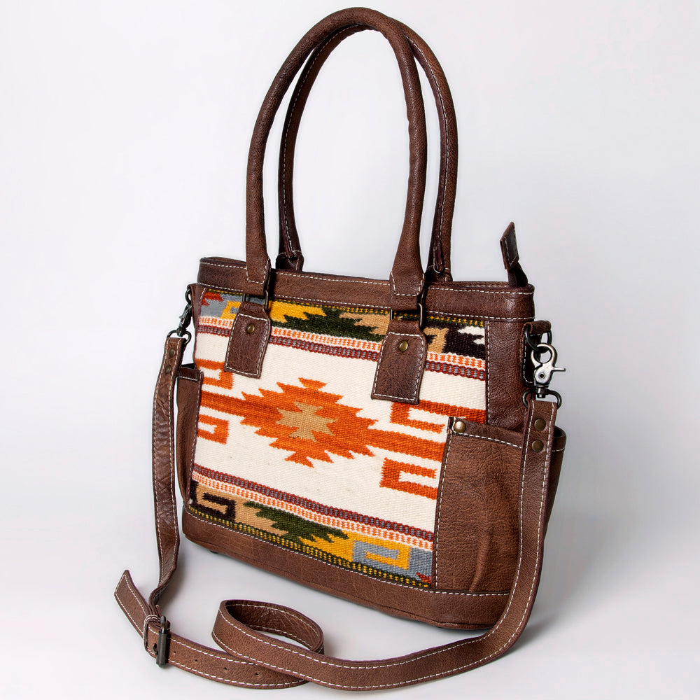 ADBG1017 American Darling Handwoven Saddle Blanket Leather Tote Bag - Western Cowgirl Handbag