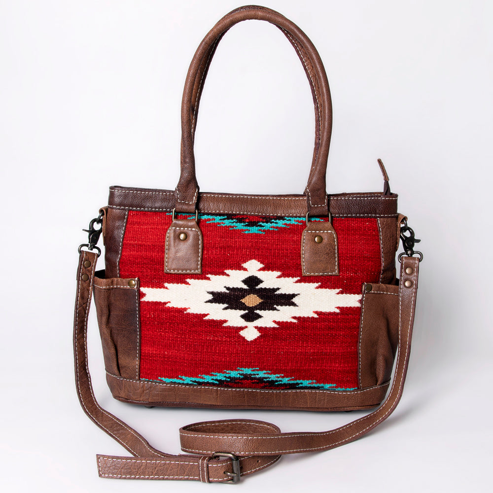 ADBG1017 American Darling Handwoven Saddle Blanket Leather Tote Bag Western Cowgirl Handbag