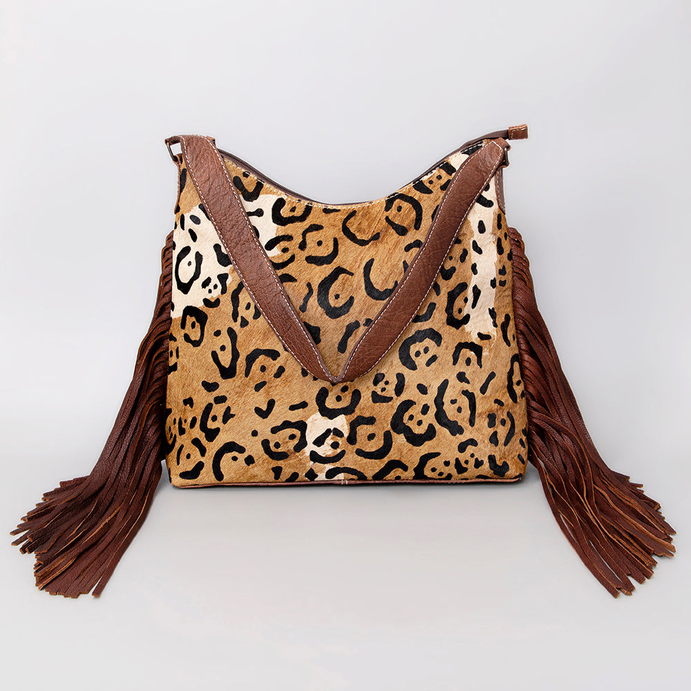 ADBG1020 American Darling Hair-On Leather Hobo Bag with Fringes - Western Handcrafted Purse