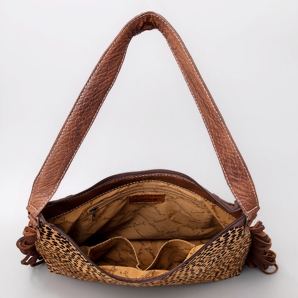 ADBG1020 American Darling Hair-On Leather Hobo Bag with Fringes - Western Handcrafted Purse