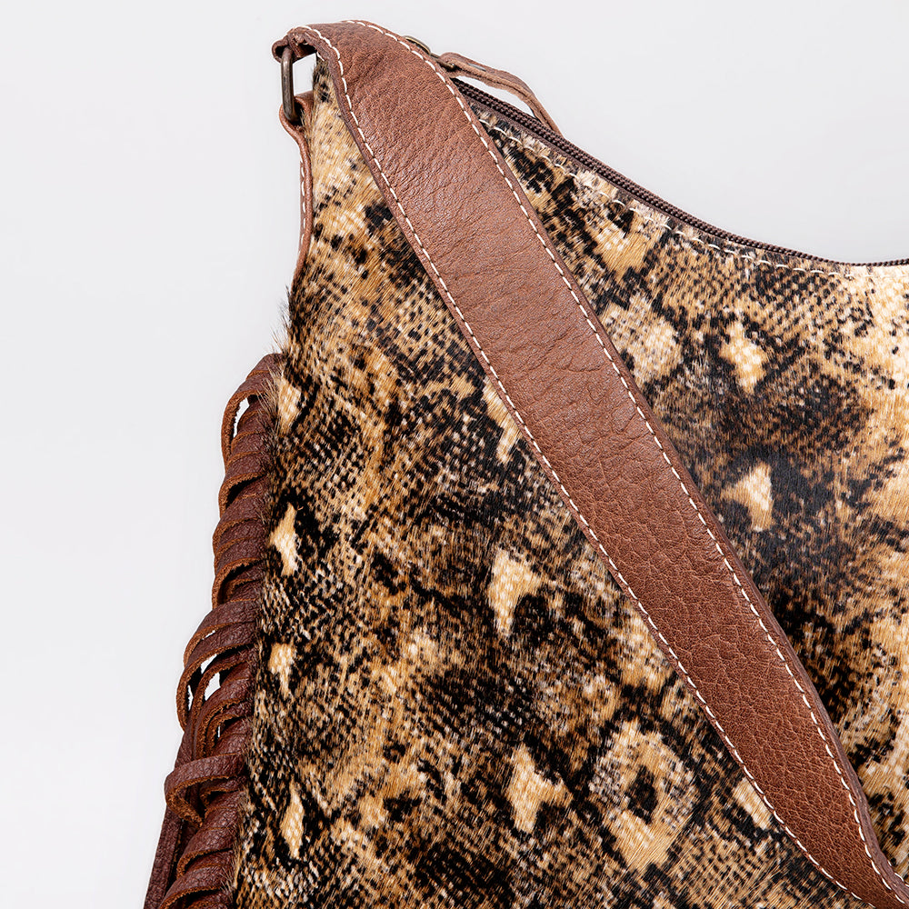 ADBG1020 American Darling Hair-On Leather Hobo Bag with Fringes Western Handcrafted Purse