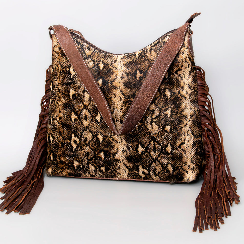 ADBG1020 American Darling Hair-On Leather Hobo Bag with Fringes - Western Handcrafted Purse