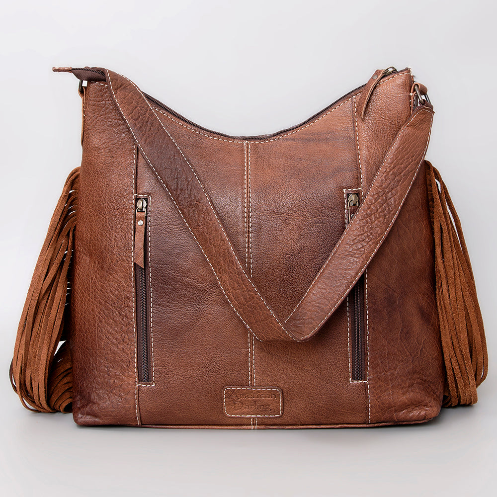 ADBG1020 American Darling Hair-On Leather Hobo Bag with Fringes - Western Handcrafted Purse