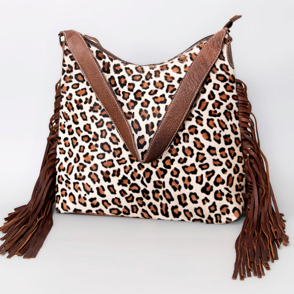 ADBG1020 American Darling Hair-On Leather Hobo Bag with Fringes - Western Handcrafted Purse