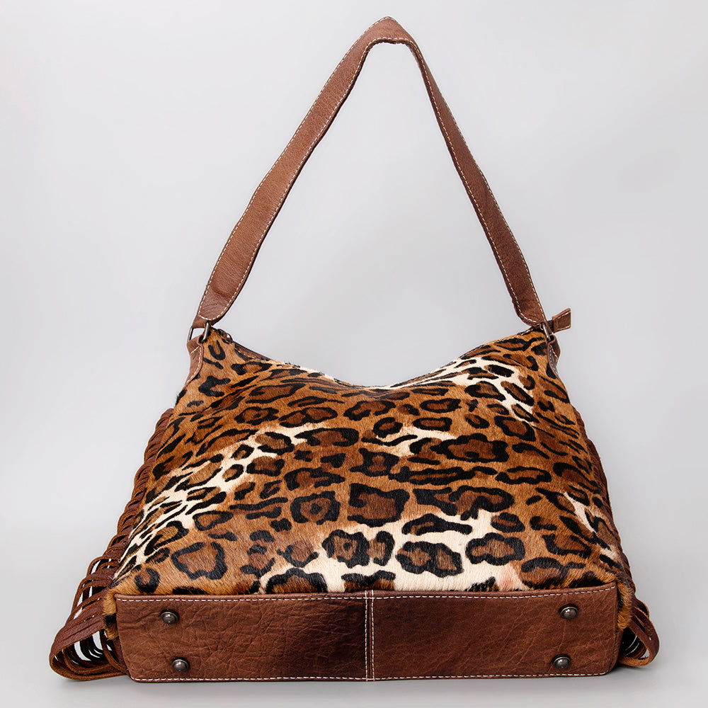 ADBG1020 American Darling Hair-On Leather Hobo Bag with Fringes Western Handcrafted Purse