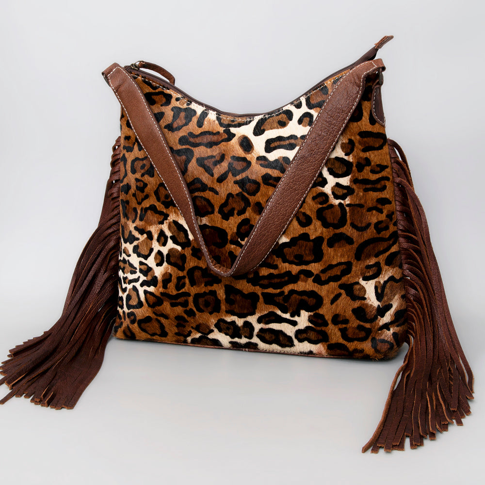 ADBG1020 American Darling Hair-On Leather Hobo Bag with Fringes - Western Handcrafted Purse