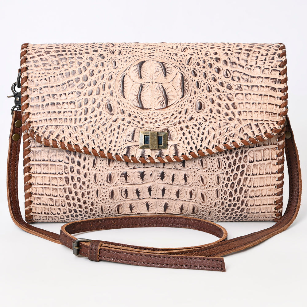 ADBG1023 American Darling Western Crocodile-Embossed Leather Handbag - Coin Purse Hand bag