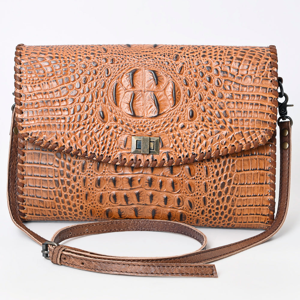 ADBG1023 American Darling Western Crocodile-Embossed Leather Handbag - Coin Purse Hand bag
