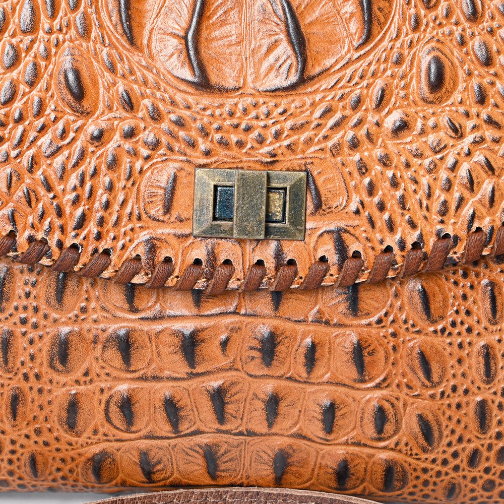 ADBG1023 American Darling Western Crocodile-Embossed Leather Handbag Coin Purse Hand bag