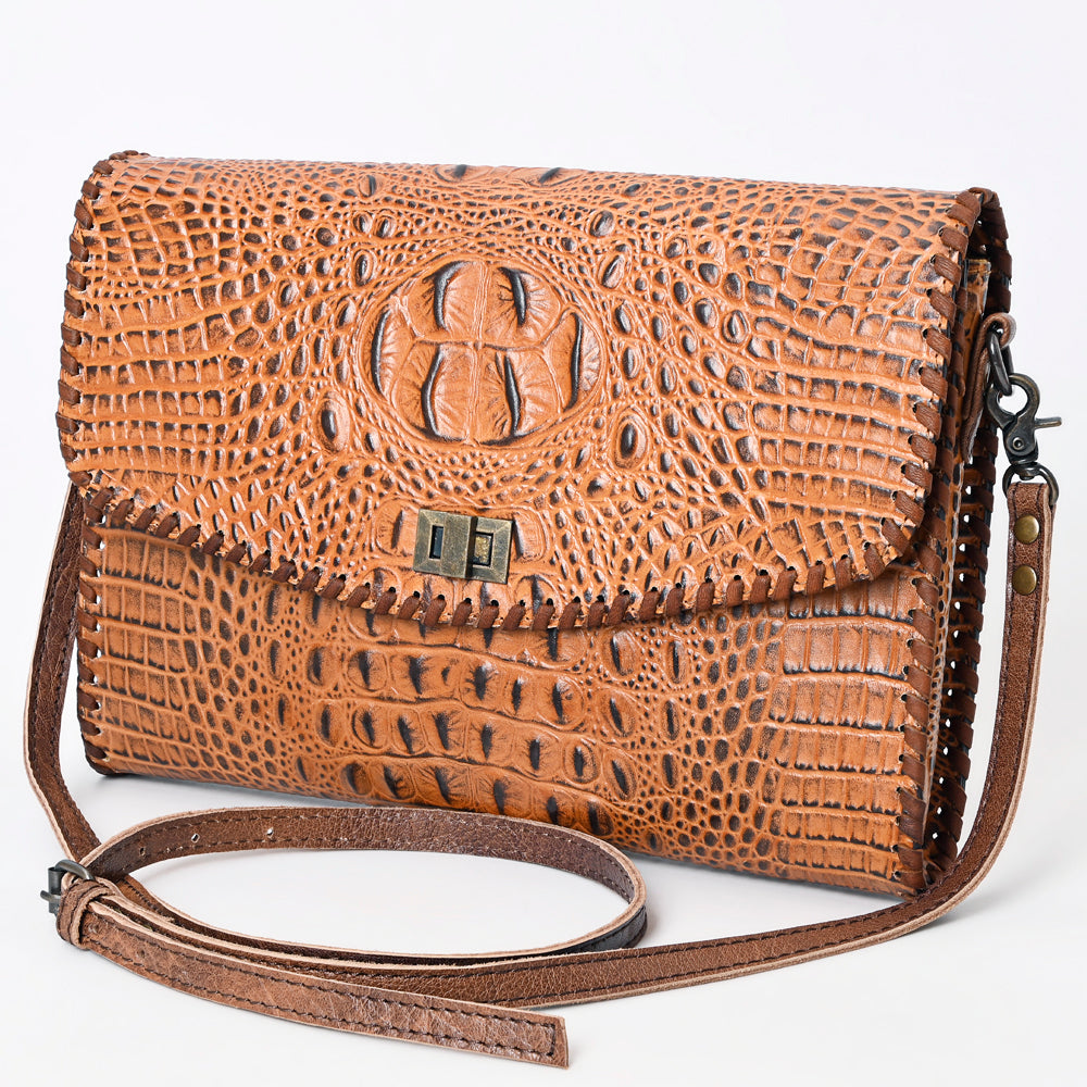 ADBG1023 American Darling Western Crocodile-Embossed Leather Handbag - Coin Purse Hand bag