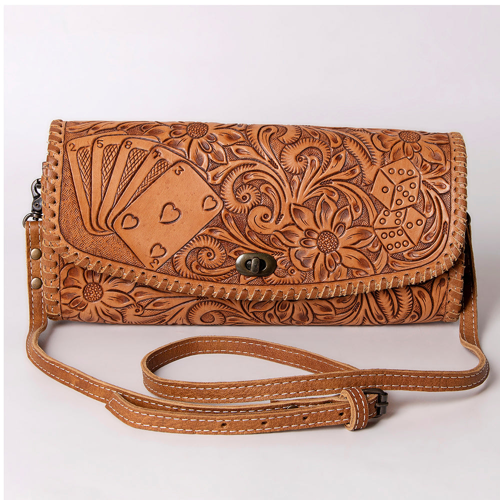 ADBG1024 American Darling Hand-Tooled Floral Leather Western Wallet Bag