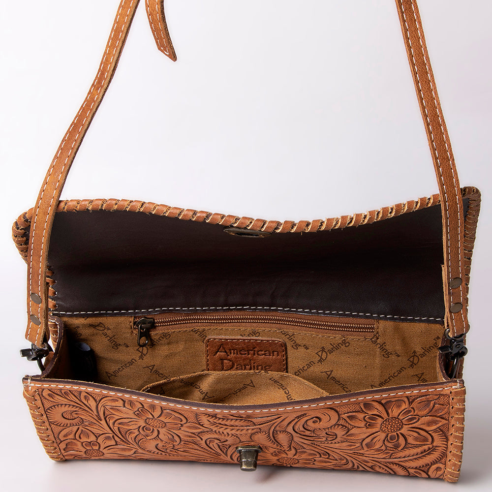 ADBG1024 American Darling Hand-Tooled Floral Leather Western Wallet Bag