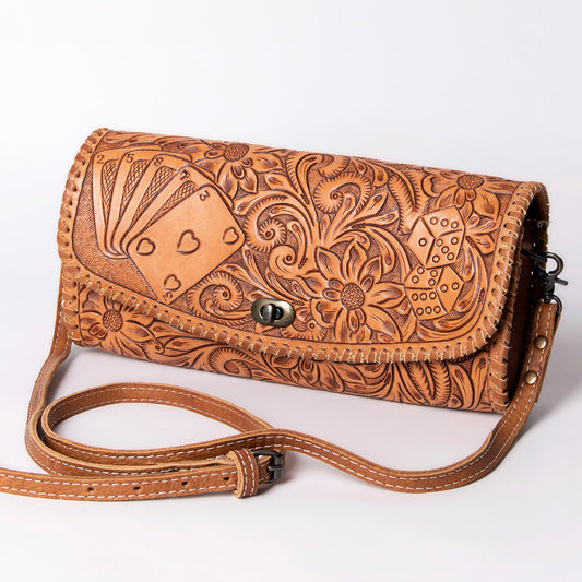 ADBG1024 American Darling Hand-Tooled Floral Leather Western Crossbody Bag