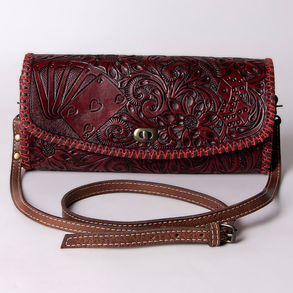 ADBG1024 American Darling Hand-Tooled Floral Leather Western Wallet Bag