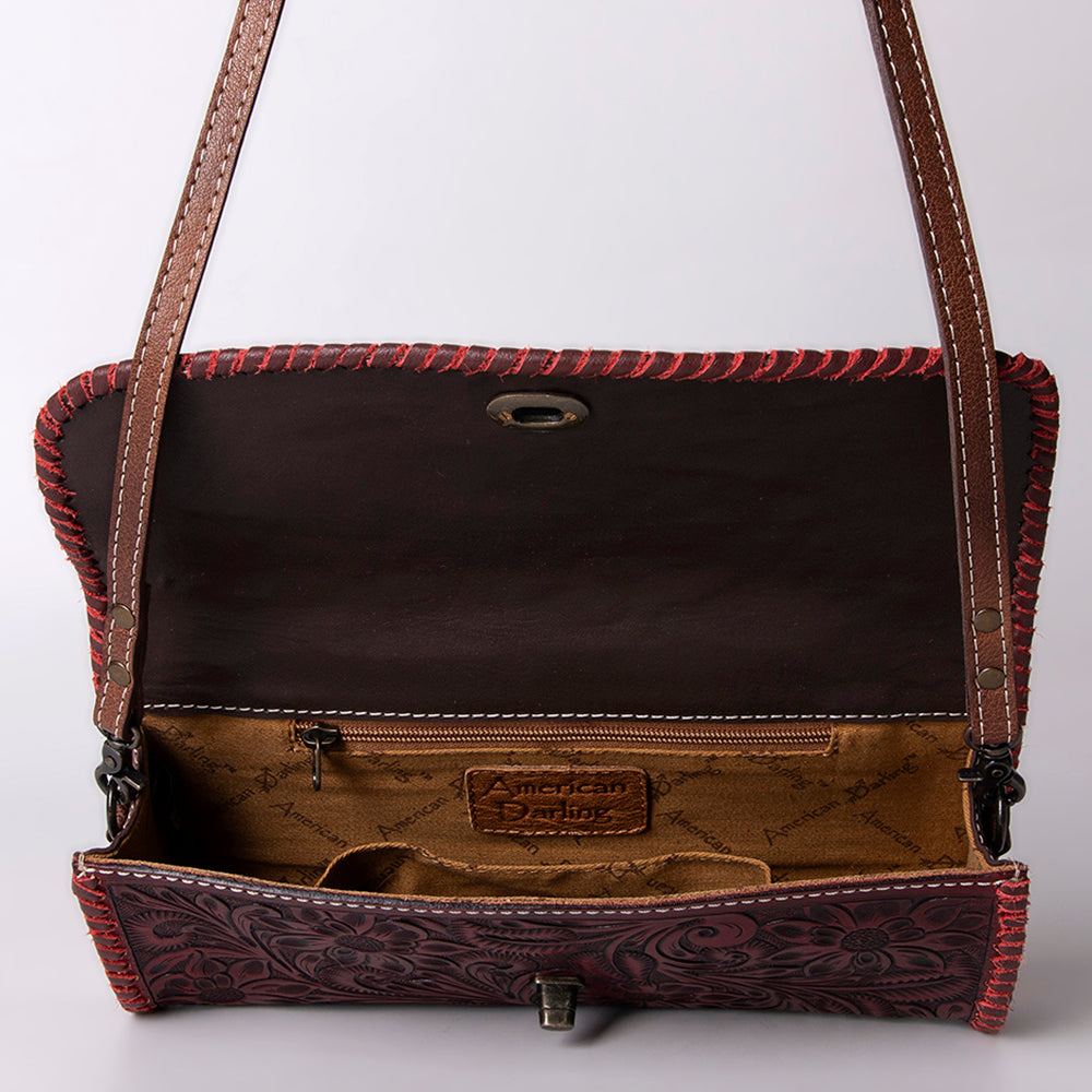 ADBG1024 American Darling Hand-Tooled Floral Leather Western Wallet Bag