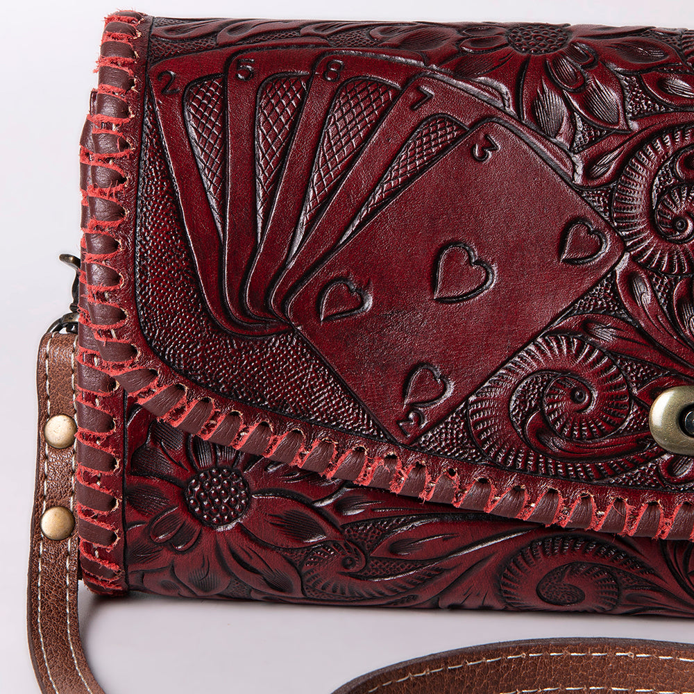 ADBG1024 American Darling Hand-Tooled Floral Leather Western Wallet Bag