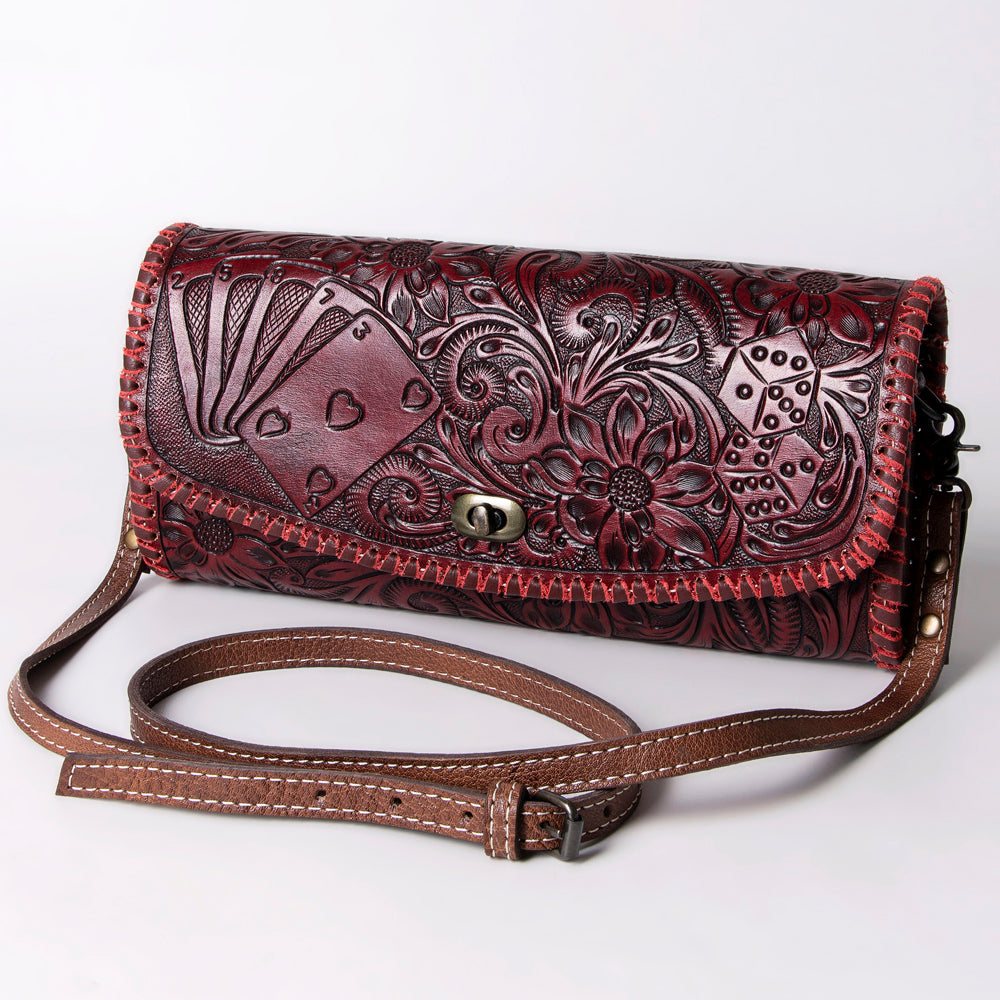 ADBG1024 American Darling Hand-Tooled Floral Leather Western Wallet Bag