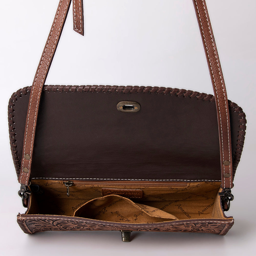 ADBG1024 American Darling Hand-Tooled Floral Leather Western Wallet Bag