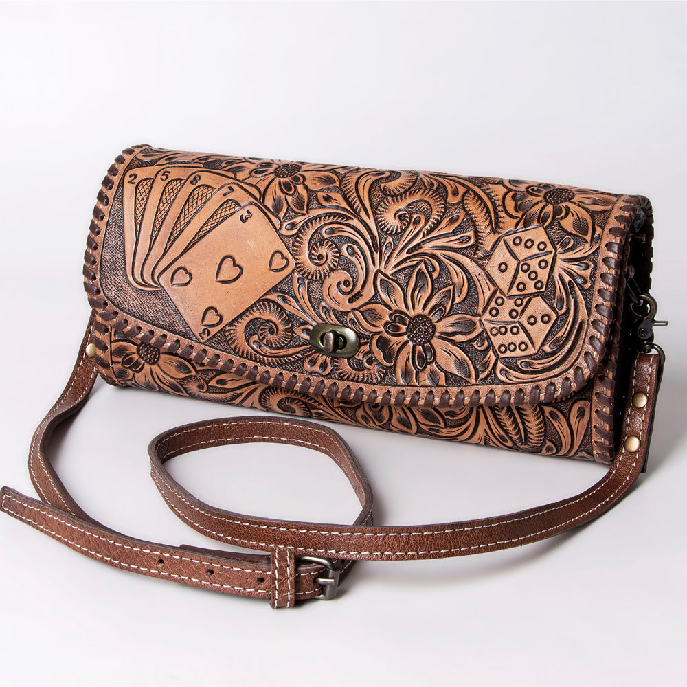ADBG1024 American Darling Hand-Tooled Floral Leather Western Wallet Bag