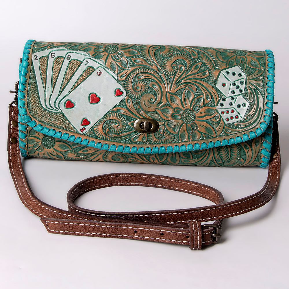 ADBG1024 American Darling Hand-Tooled Floral Leather Western Wallet Bag