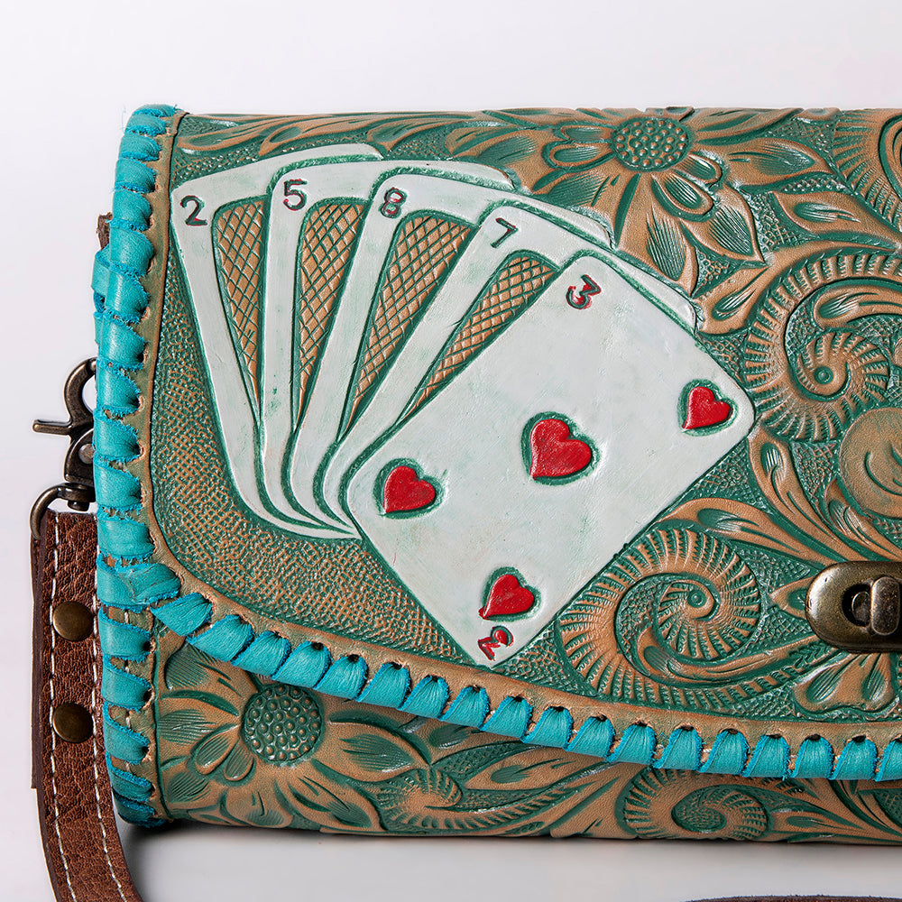 ADBG1024 American Darling Hand-Tooled Floral Leather Western Wallet Bag