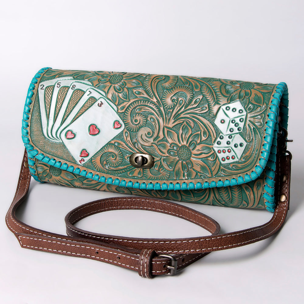 ADBG1024 American Darling Hand-Tooled Floral Leather Western Wallet Bag