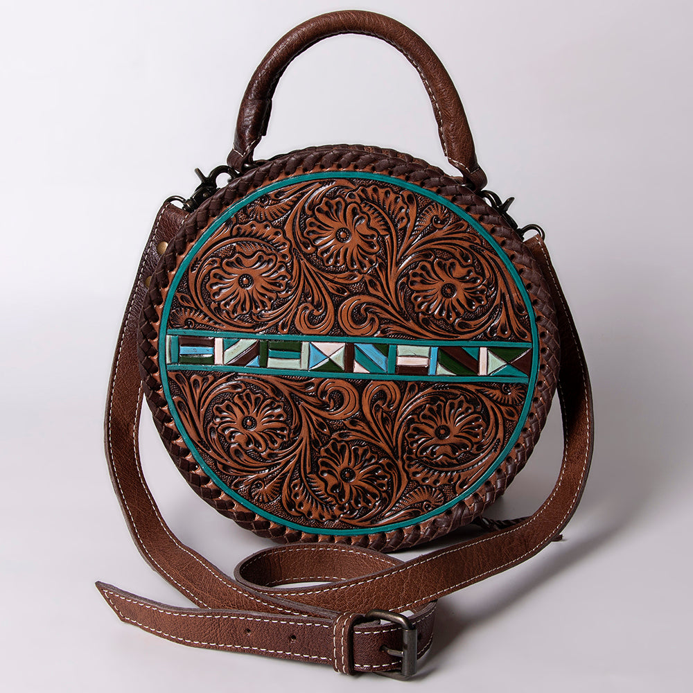 ADBG1025 American Darling Hand-Tooled Floral Leather Canteen Bag - Western Genuine Leather