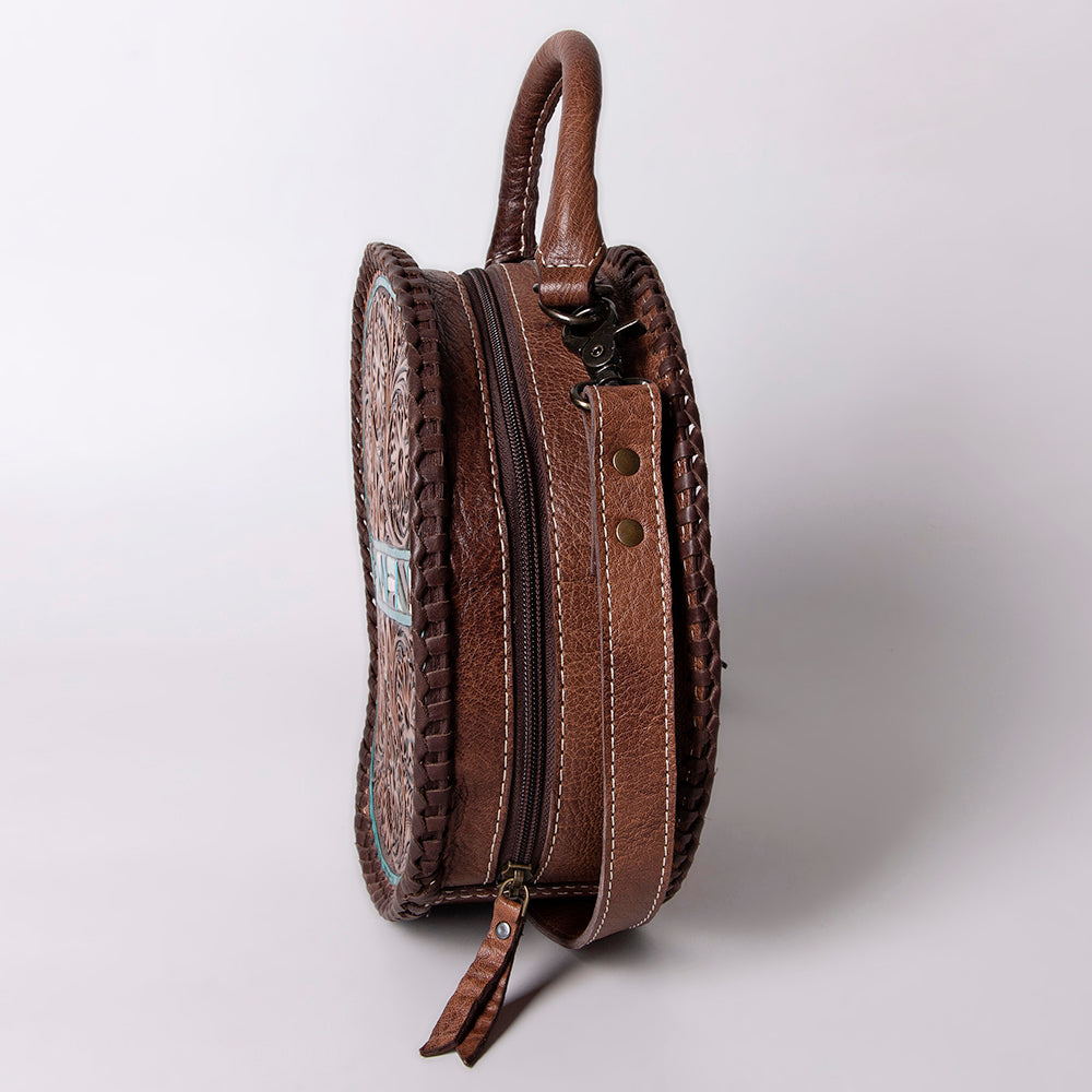 ADBG1025 American Darling Hand-Tooled Floral Leather Canteen Bag - Western Genuine Leather
