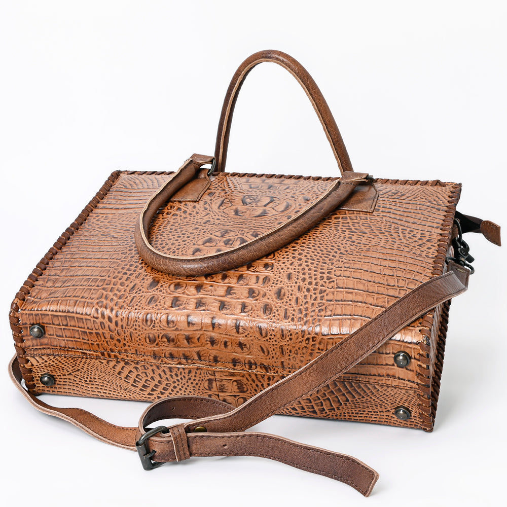 ADBG1026 American Darling Crocodile-Embossed Genuine Leather Tote Bag - Western Luxury Handbag
