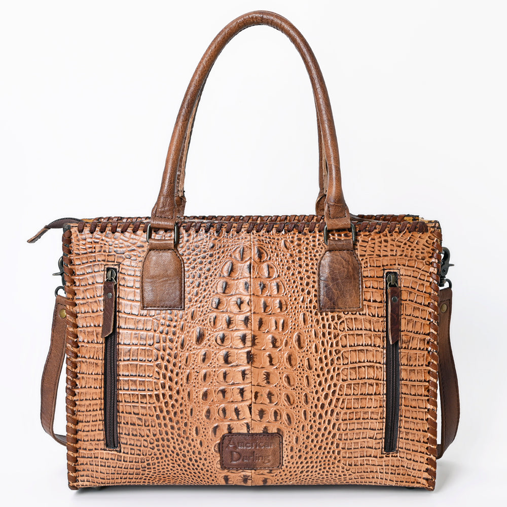 ADBG1026 American Darling Crocodile-Embossed Genuine Leather Tote Bag - Western Luxury Handbag