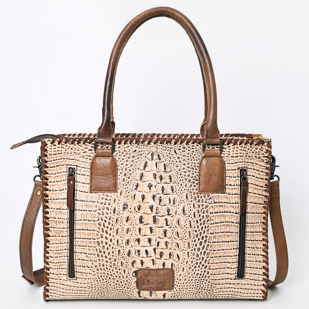 ADBG1026 American Darling Crocodile-Embossed Genuine Leather Tote Bag - Western Luxury Handbag