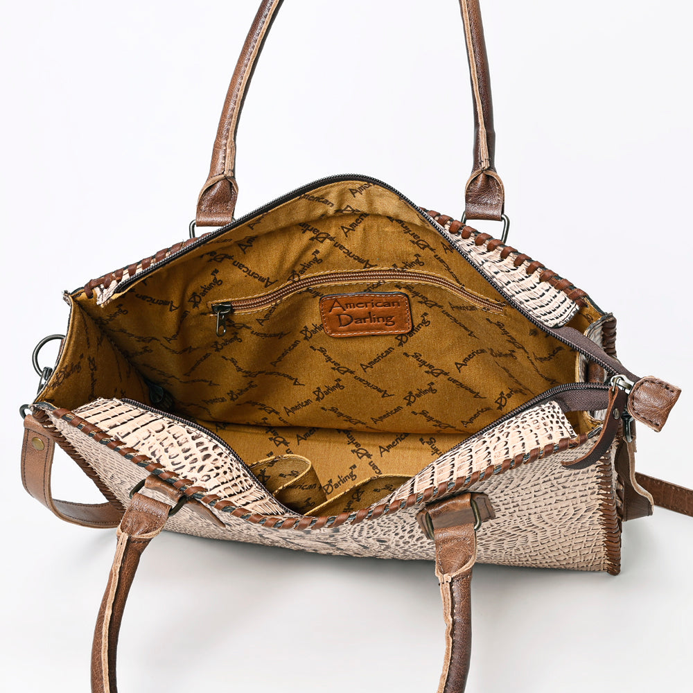 ADBG1026 American Darling Crocodile-Embossed Genuine Leather Tote Bag - Western Luxury Handbag