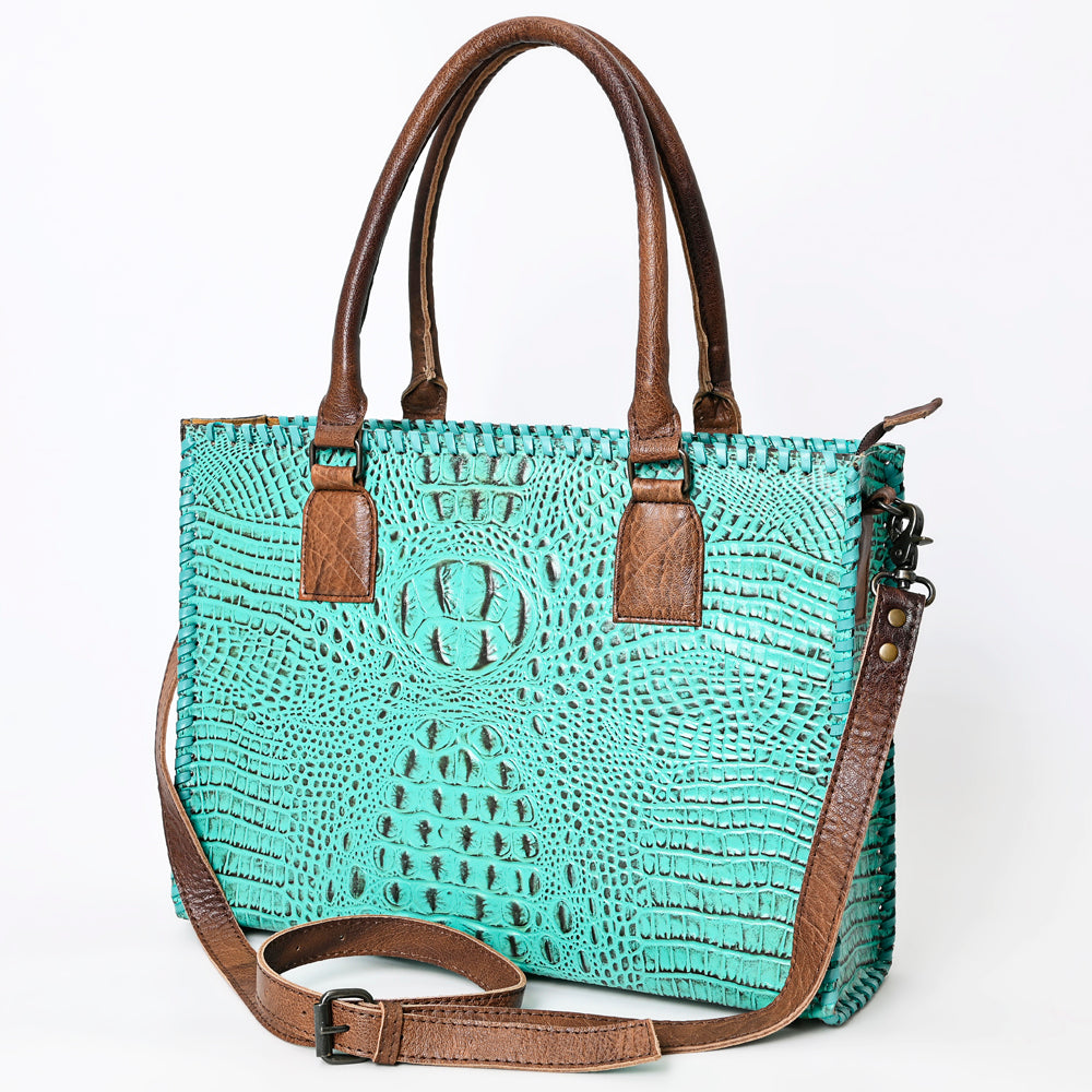 ADBG1026 American Darling Crocodile-Embossed Genuine Leather Tote Bag - Western Luxury Handbag