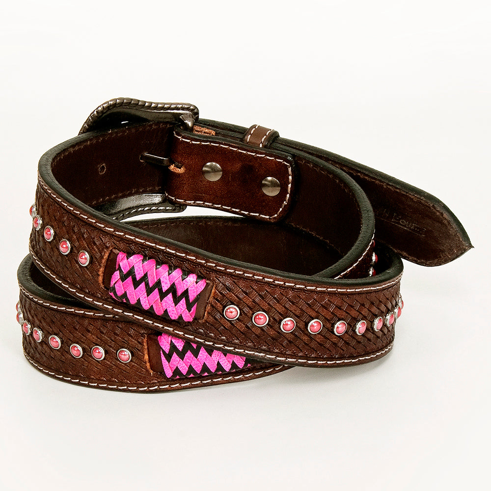 BER215-Hand Tooled Western leather Belt