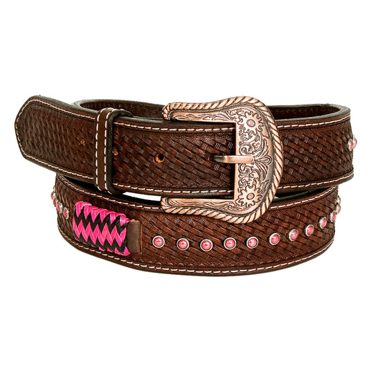 BER215-Hand Tooled Western leather Belt