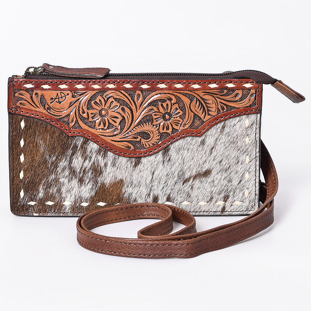 ADBG1027 American Darling Hair-On Cowhide & Tooled Leather Small Crossbody Bag Western Style