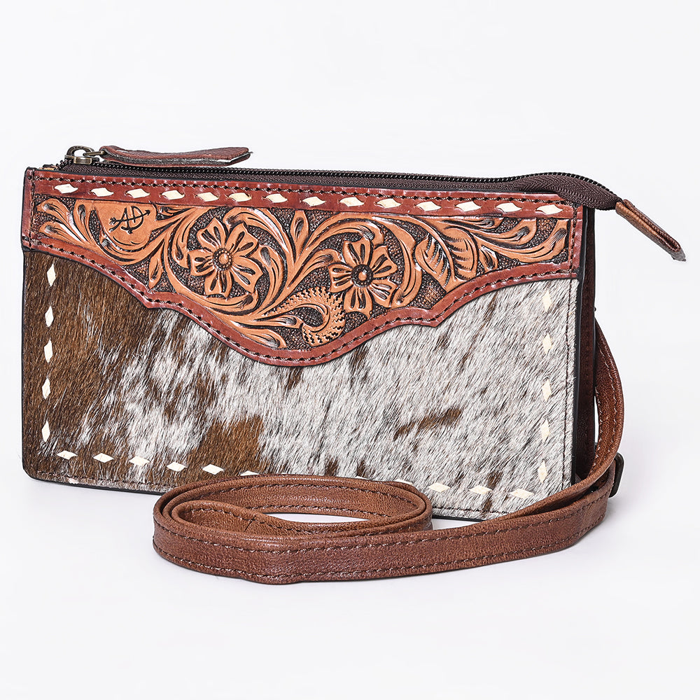 ADBG1027 American Darling Hair-On Cowhide & Tooled Leather Small Crossbody Bag Western Style