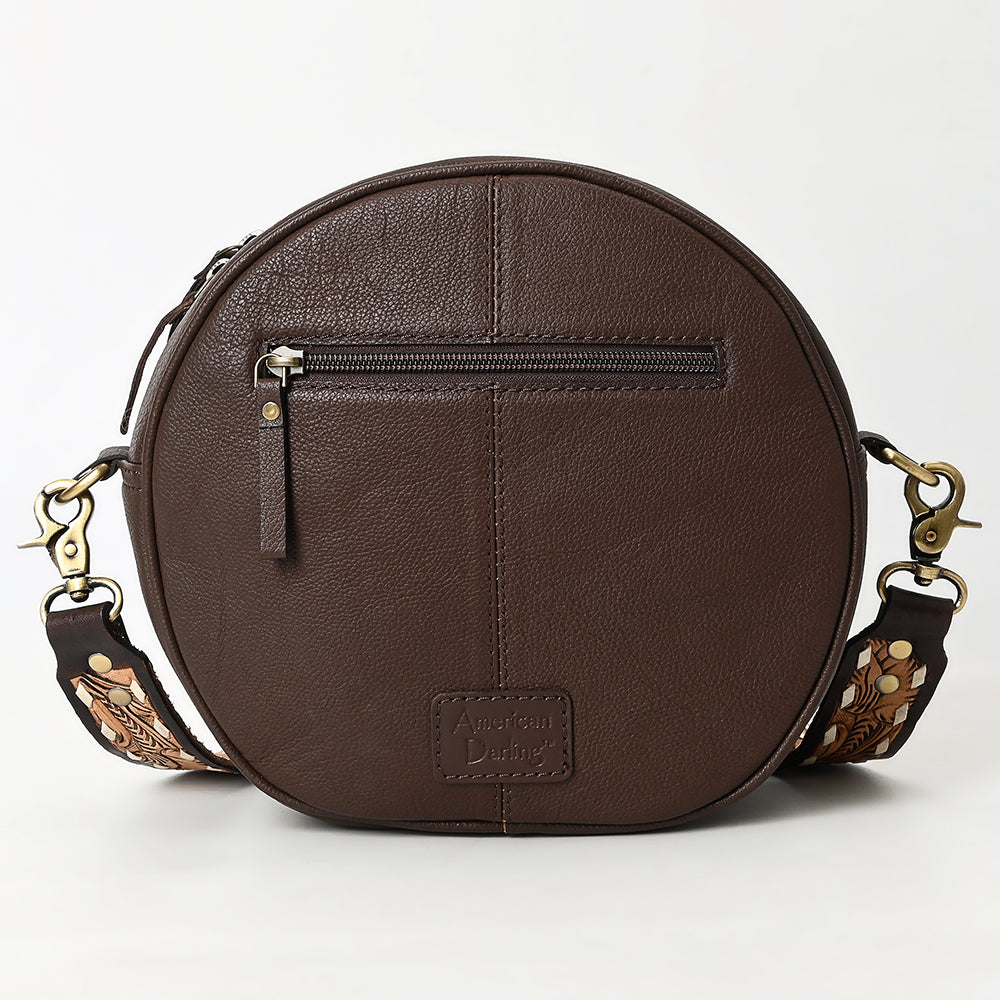 ADBGA305 American Darling Canteen Bag Full Floral Hand Tooled Round Leather Crossbody
