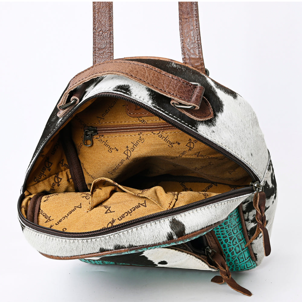 ADBGS156 Turquoise Embossed Croc Cowhide Leather Backpack - Western Cowgirl Style