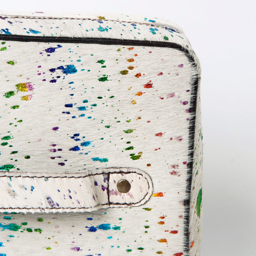 LC-ADBGA315A American Darling Rainbow Splatter Hair-On Leather Pouch
