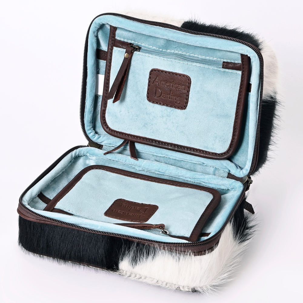 ADBGA316 Tooled Leather & Cowhide Jewelry Case with Floral Design