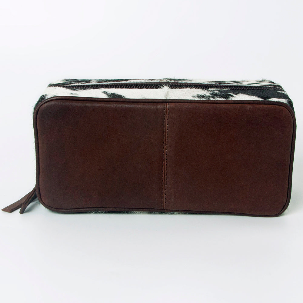 LC-ADBGA318 Genuine Hair-On Cowhide Rectangular Leather Jewelry Case Western Organizer