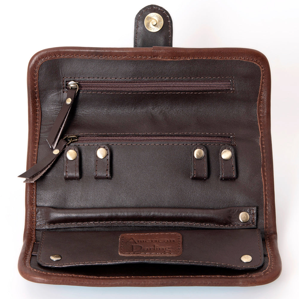 ADBGA319 American Darling Hand Tooled Leather & Hair-On Cowhide Travel Jewelry Case