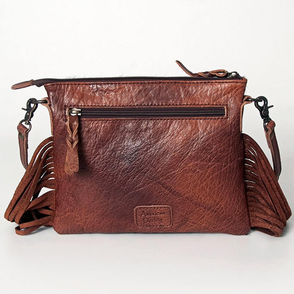 ADBG109 American Darling Hair-on Cowhide Western Leather Small Crossbody Bag with Fringe
