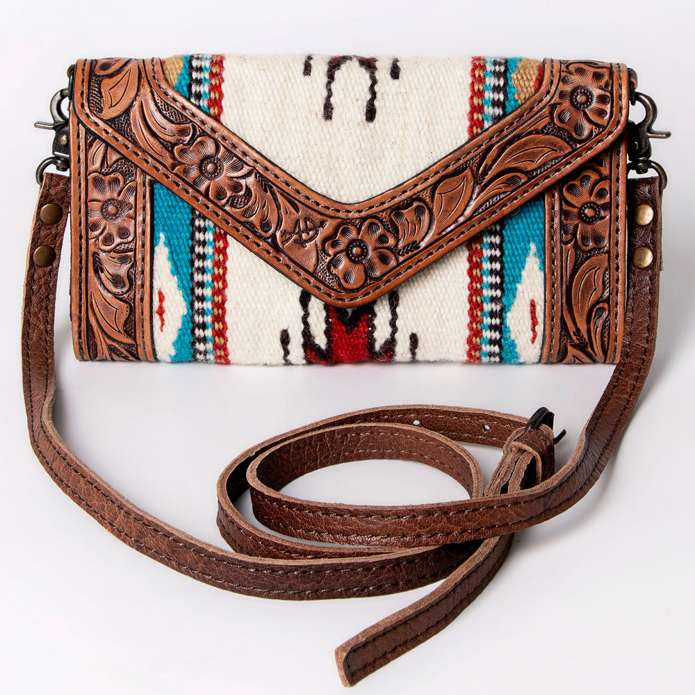 LC-ADBG906 Western Envelope Crossbody Bag Handwoven Wool & Tooled Leather by American Darling