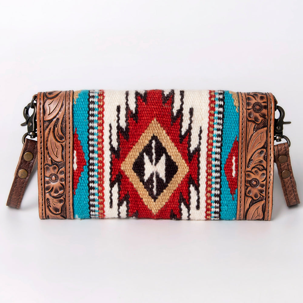 LC-ADBG906 Western Envelope Crossbody Bag Handwoven Wool & Tooled Leather by American Darling