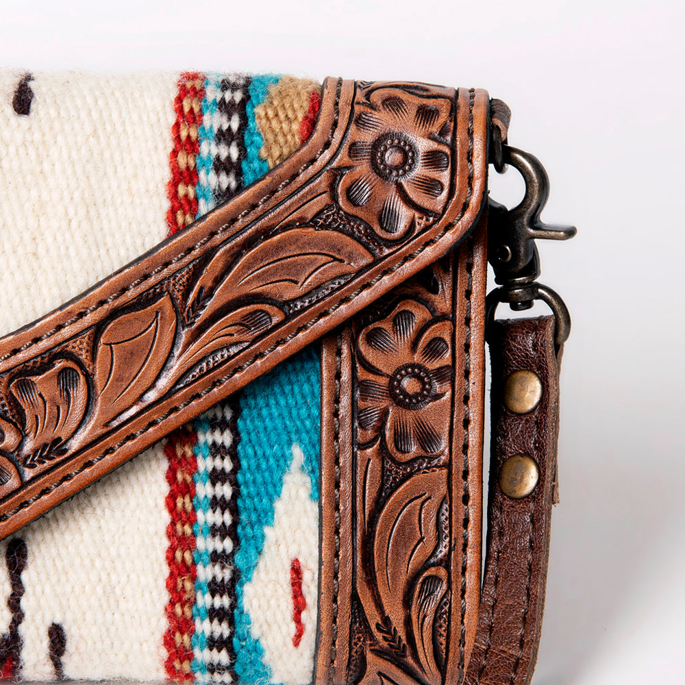 LC-ADBG906 Western Envelope Crossbody Bag Handwoven Wool & Tooled Leather by American Darling